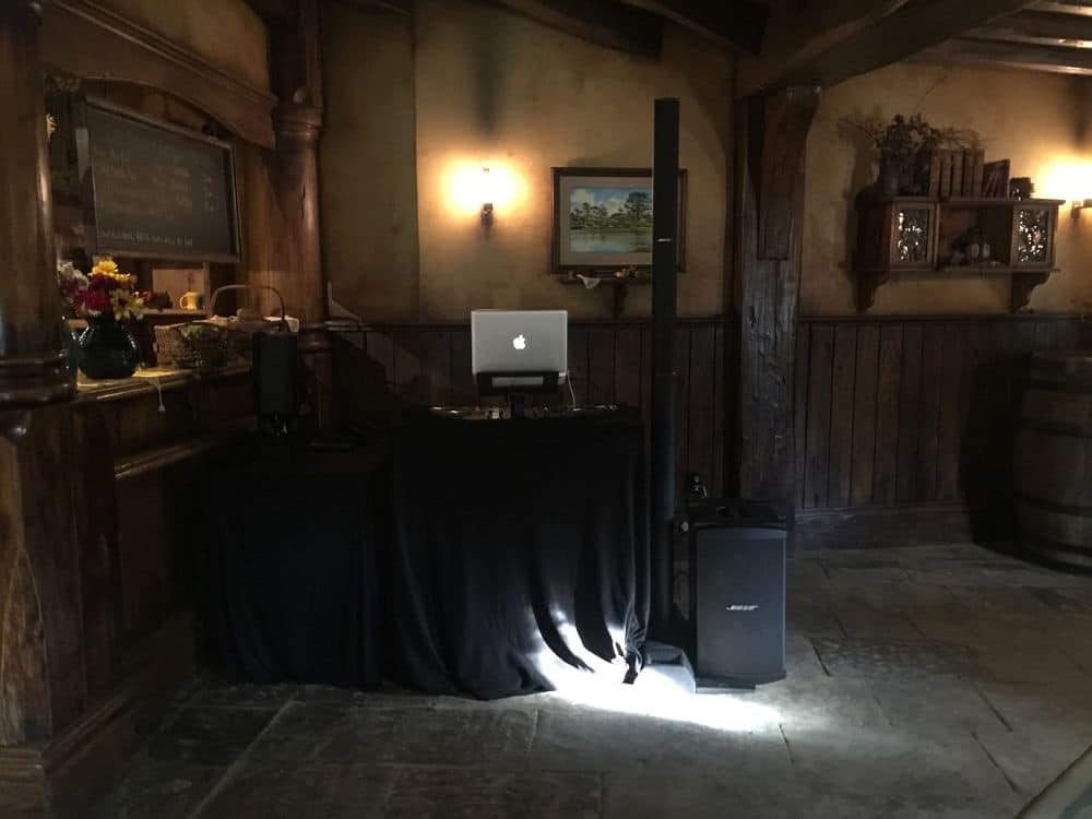 Hobbiton Green Dragon Inn - DJ Equipment set up