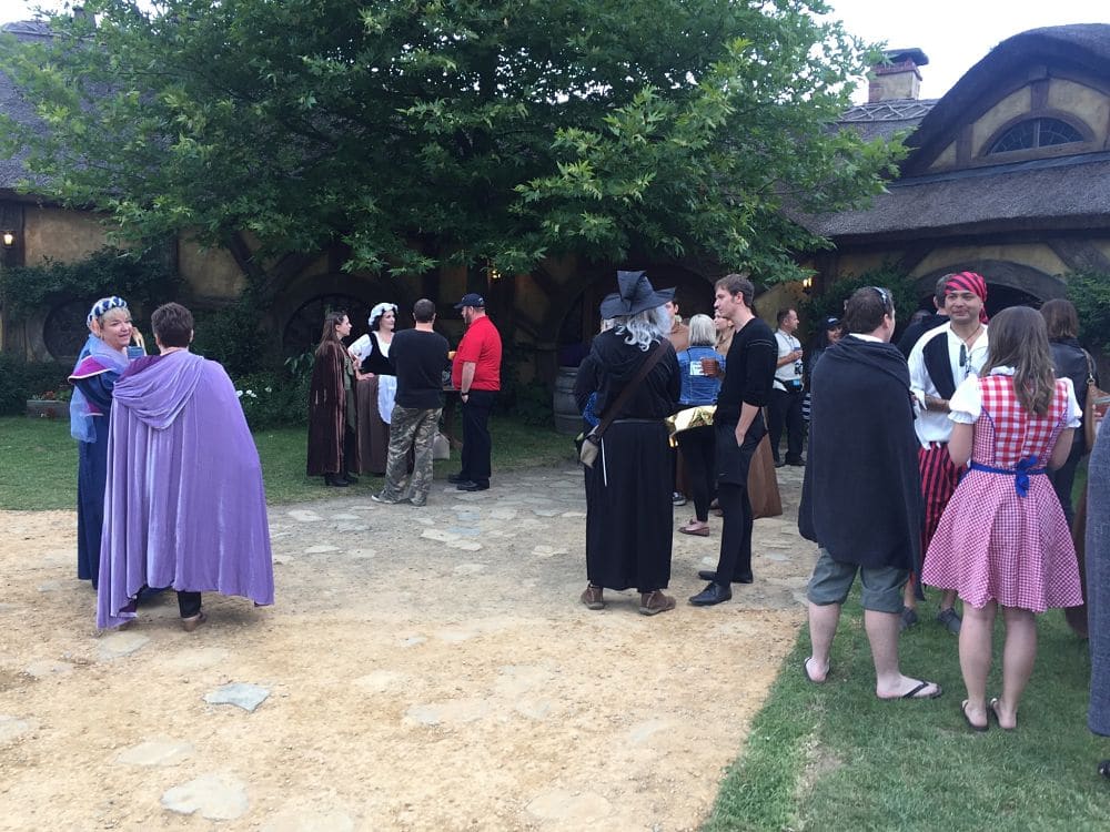 Hobbiton Green Dragon Inn - Guests of corporate event dressed in theme of the hobbit