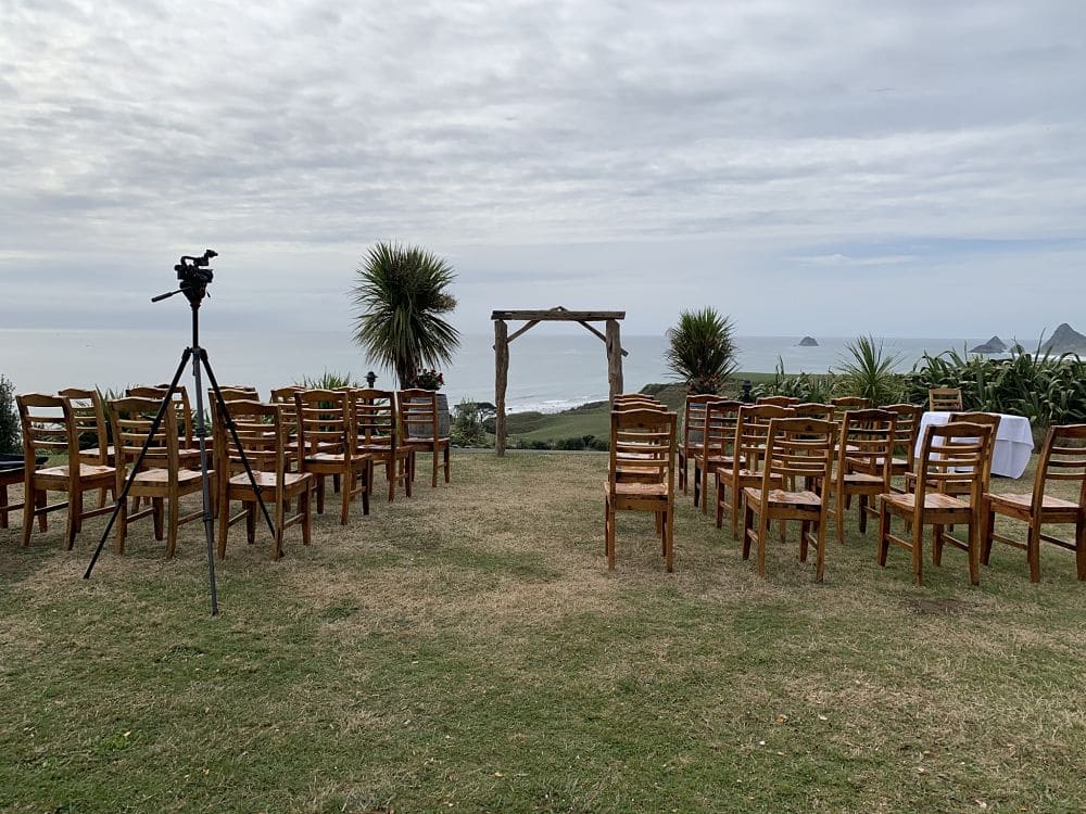 Okurukuru - Wedding ceremony set up overlooking ocean view