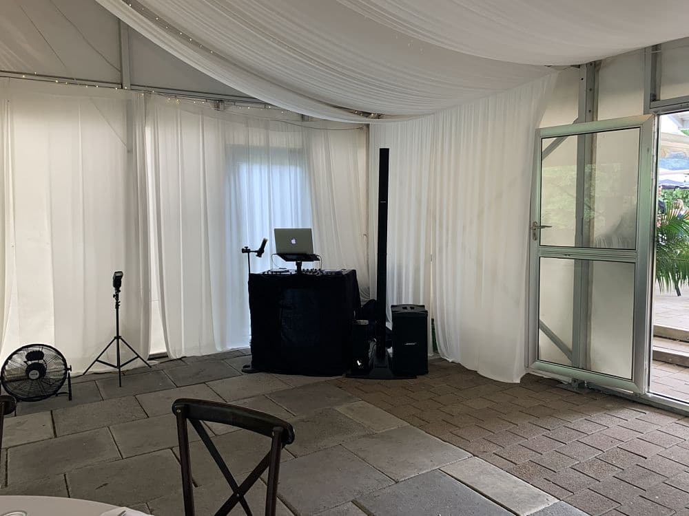 The Waterlily Gardens - DJ equipment set up in corner of reception