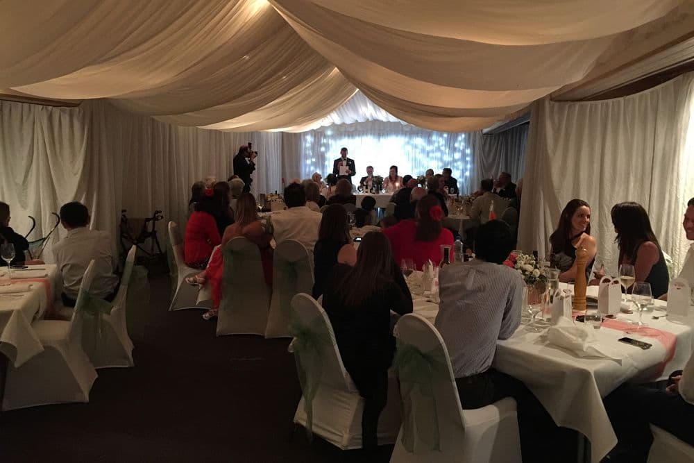 Tongariro Lodge - Wedding receptions in restaurant draped in white