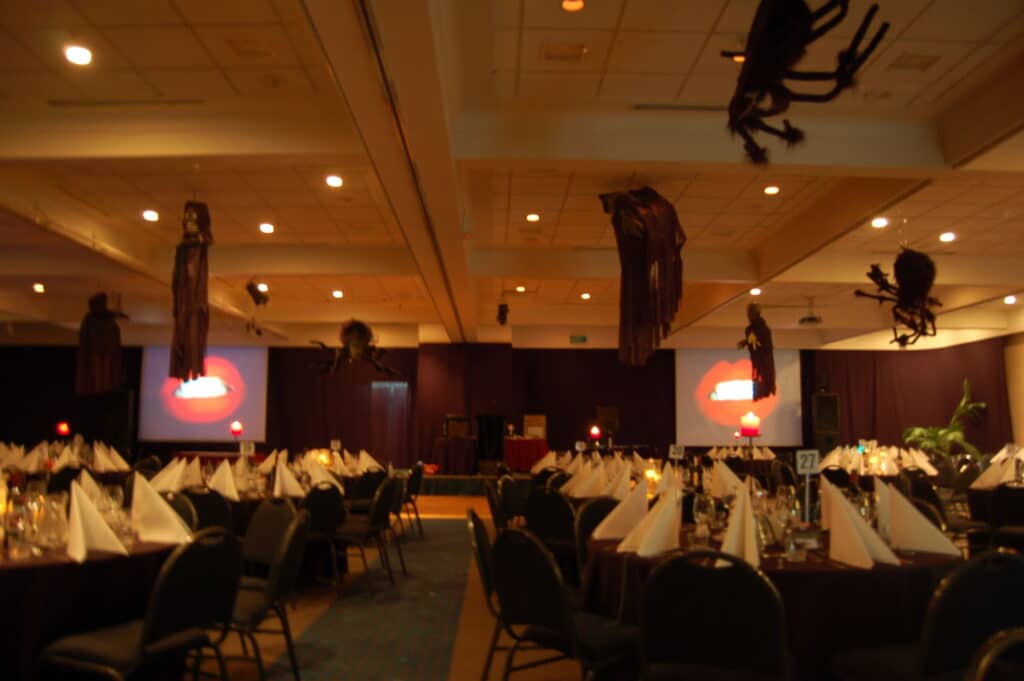 Wairakei Resort Taupo - Warehouse Conference dinner and awards with two video screens