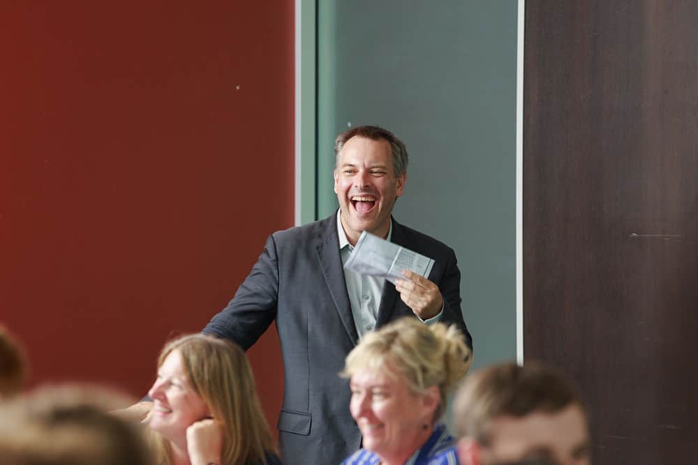 Awapuni Racing Function Centre - MC Scott Laughing at guests speeches