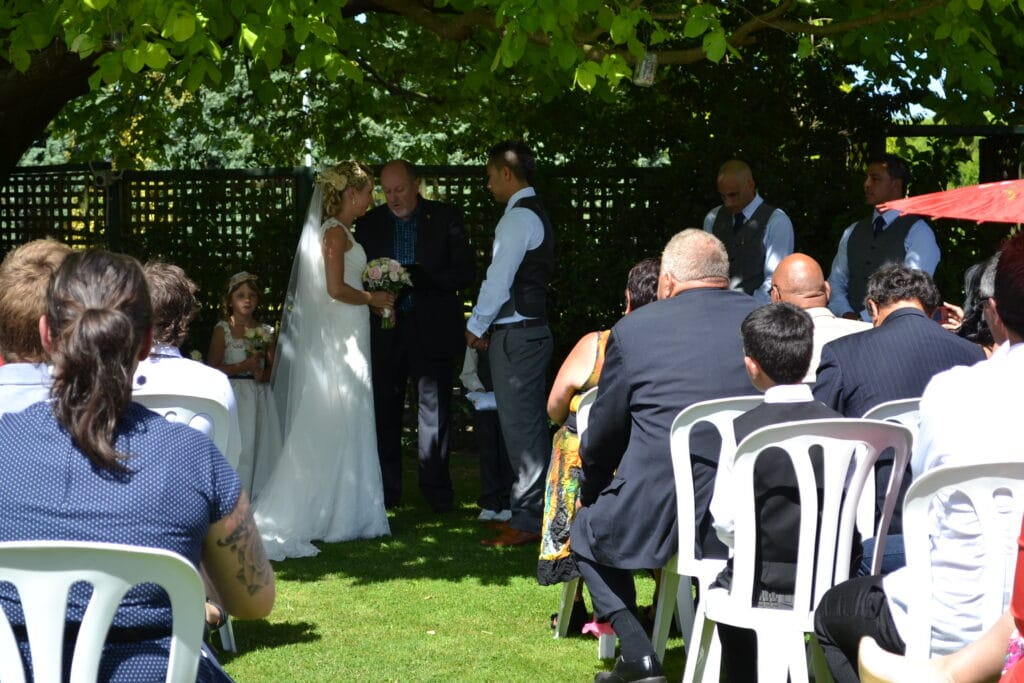Brookfields Vineyards - Wedding ceremony Bride and Groom getting married