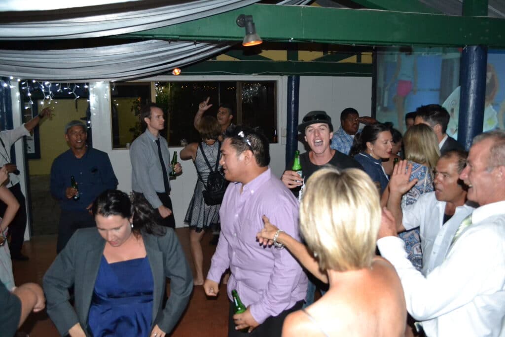 Brookfields Vineyards - Guests dancing in front of DJ video screen