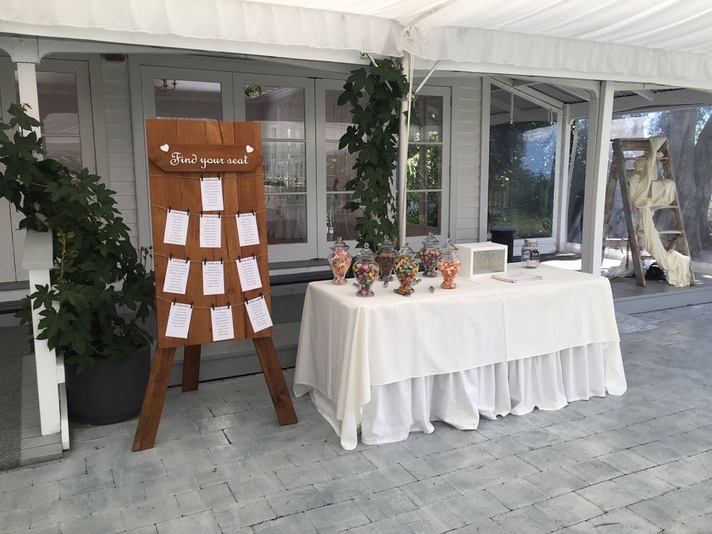 Olive Tree Cottage Tauranga - Wedding Candy Station and Table Seating Board