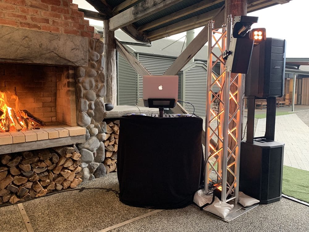 Poronui Lodge - DJ Equipment next to fire place