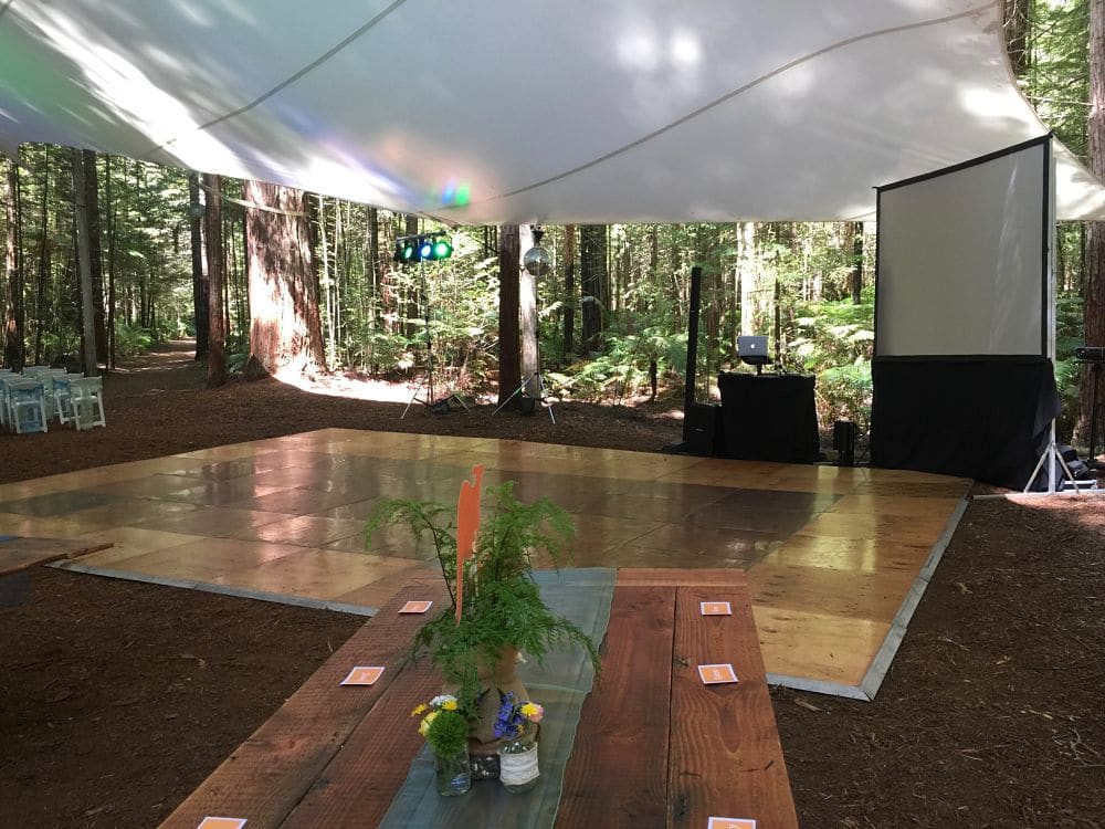 Redwoods Under The Sails Venue Rotorua - Dance Floor with DJ equipment and video screen