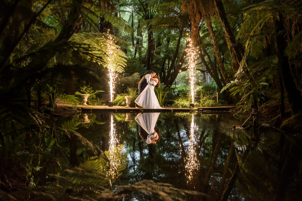 wedding couple - pyrotechnic - indoor fireworks